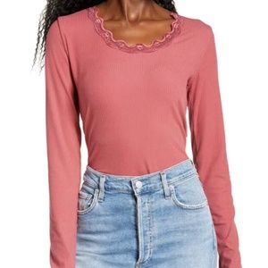 NWT Socialite Long Sleeve Scoop Neck Crop Top in Mauve